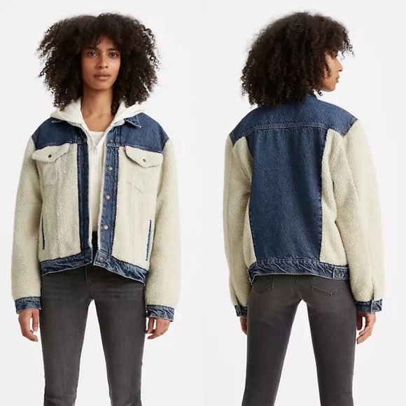 Levi's Jackets & Blazers - NWT Levi’s Sherpa Pieced Ex Boyfriend Trucker Jacket